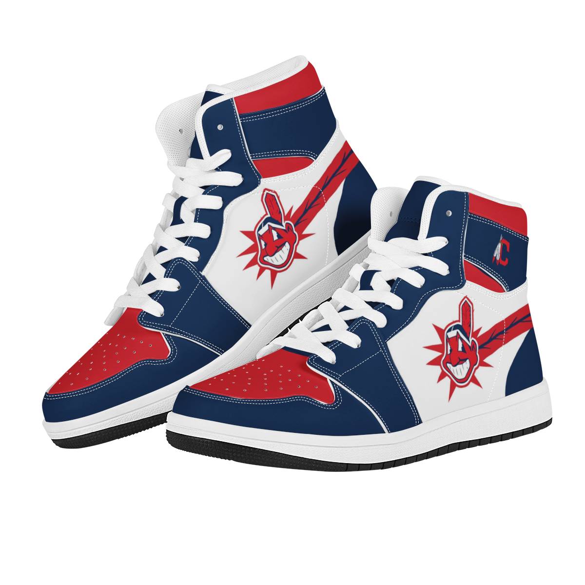 Women's Cleveland Indians High Top Leather AJ1 Sneakers 001